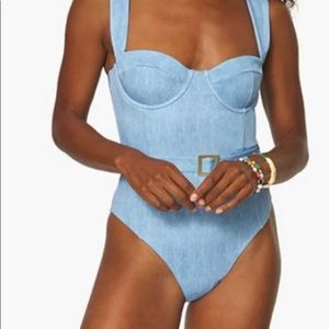 WeWoreWhat NWT Danielle denin texture  One Piece